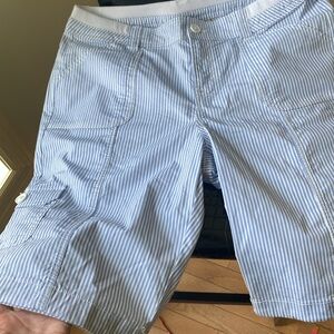 NWOT  St. John's Bay Light Blue and White Striped Bermuda Shorts